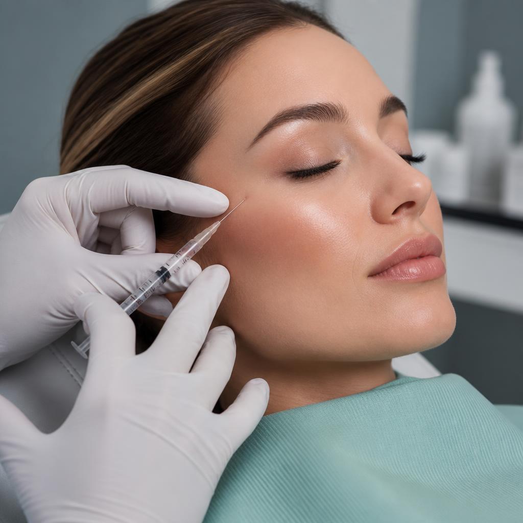 Preenchimento facial com ácido hialurônico na maçã do rosto